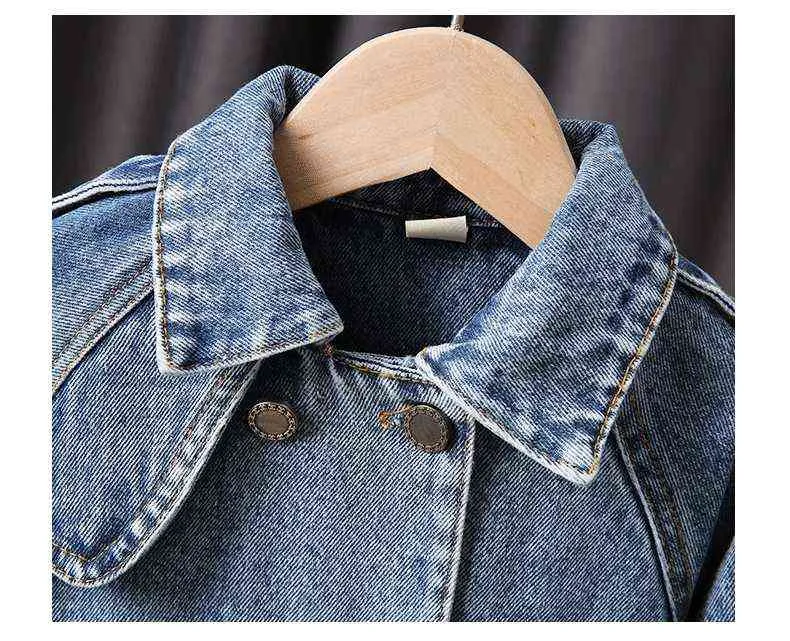 Printemps / automne filles denim veste manteau coréen vêtements pour enfants vêtements infantile filles bébé hauts 211204