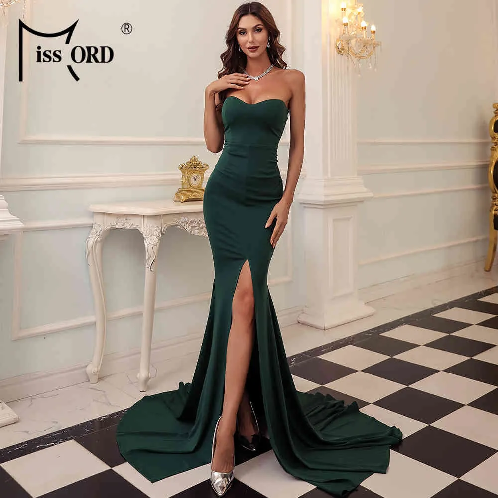 Missord 2021 Sexy Strapless Evening Party Dress Female Wrapped Chest Asymmetric Maxi Dress Backless Long Women Dresses FT1683 3 210322