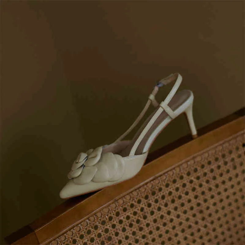 Женская кожаная обувь овчины узкие пальцы носят тонкие высокие каблуки с пряжкой цветов и поясом 2 9