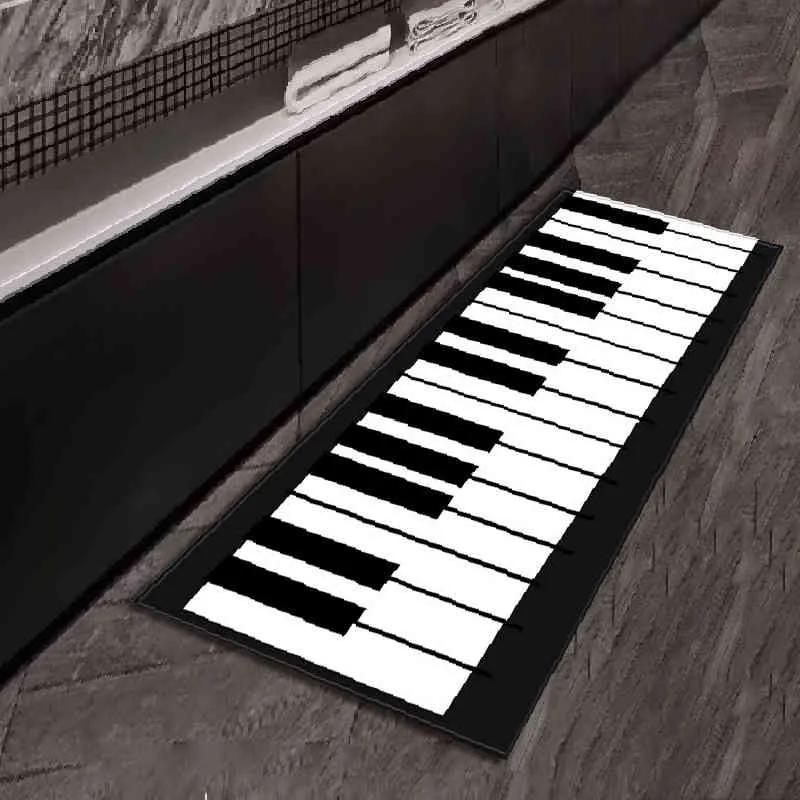 Piano Hembrev Skriv ut Kökmattor Hallway Doormat Vardagsrum Balkong Badrumsmattor Badmatta Non Slip Area Mattor Tvättbara 210329