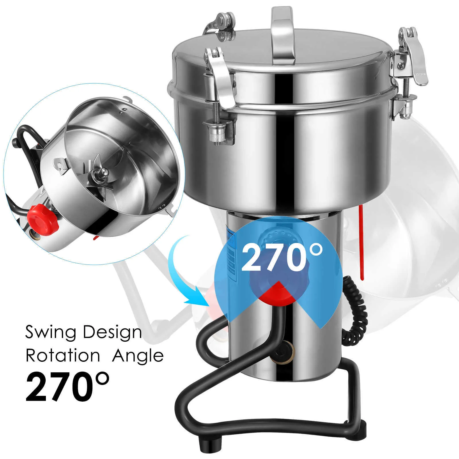 Elektrisk kornmjöl 2000 g 25000 RPM Rostfritt stålkvarn 4500 W Kryddor Örter Spannmål Kaffe Torkmat 210712