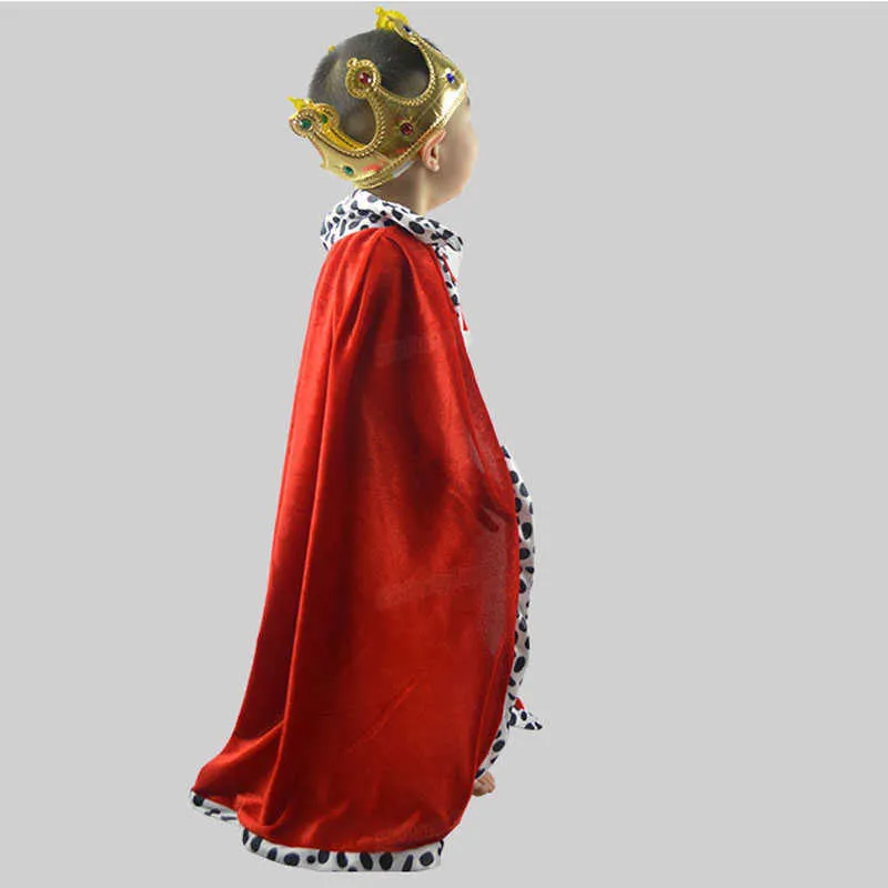 멋진 레드 키즈 소년 소녀 킹 어린이 코스프레 망토 케이프 scepter 프린스 크라운 생일 파티 할로윈 의상 Q0910
