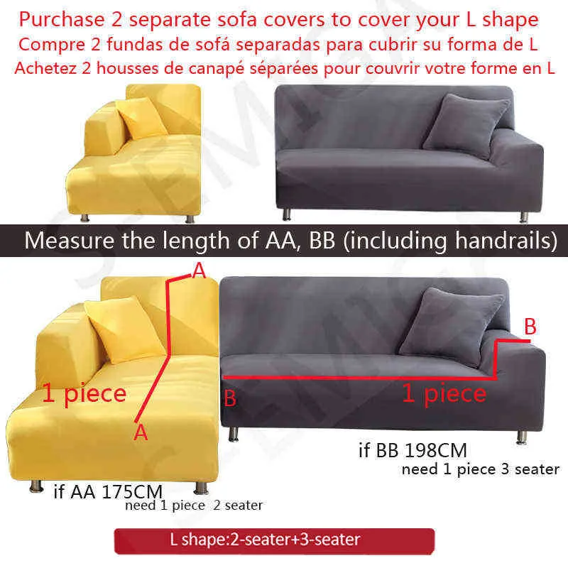 Sofa ad angolo solido Covers Couch SlipCovers Elastico Materiale Protezione della pelle animali domestici Copertura chaselong Poltrona a forma L 211105