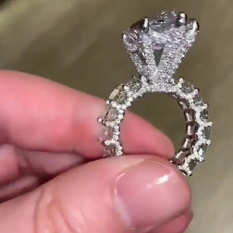 Lindo Big Pear Shape noivado anel quadrado cz anel de proposta de promessa para namoradas mulheres jóias da moda 1434331