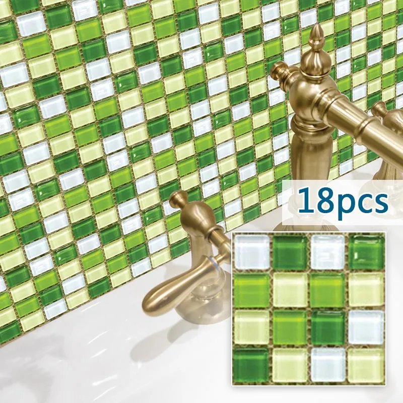 Adesivi murali 18 pezzi Mosaico Cucina Bagno Adesivo piastrelle Adesivo PVC impermeabile Decorazione Sfondo Pareti Decor237P