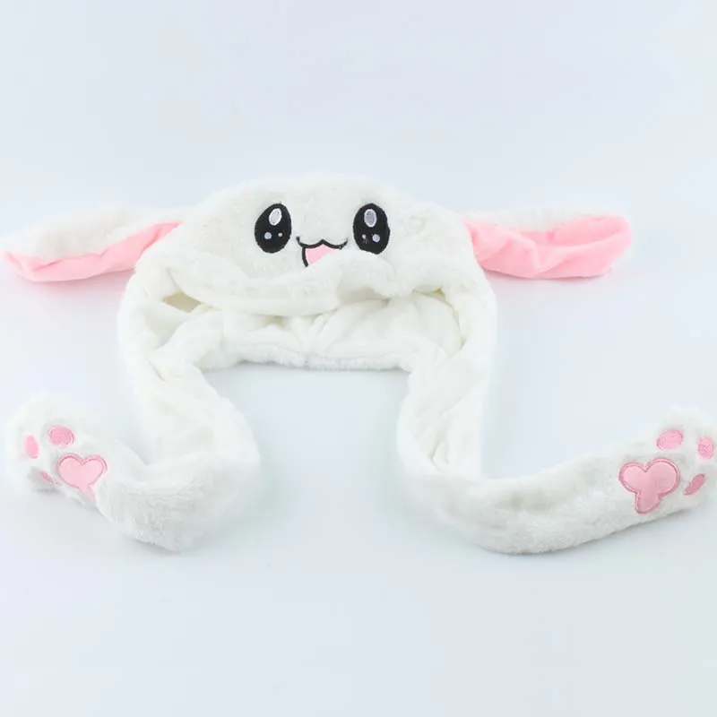 Rabbit Hat Moving Ears Cute Cartoon Toy Cap Kawaii Funny Hat Birthday Gift Bunny Plush Cap Winter Hats For Kids Adult Girlfriend3002481