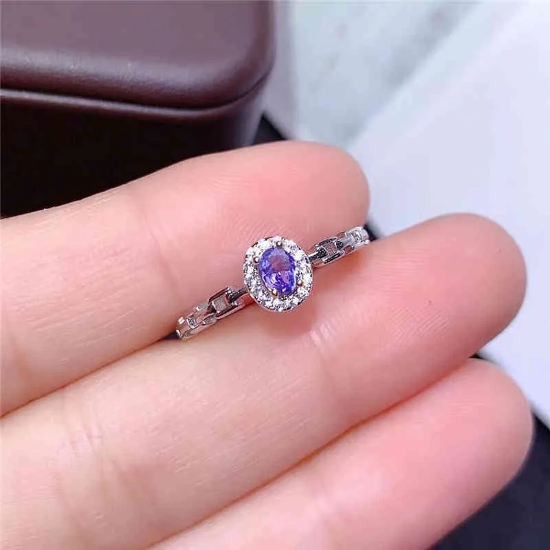 Natural Tanzanite Ring S925 Sterling Silverbirthstone in Dectorreal Woman Blue Gem Jewelry4287695