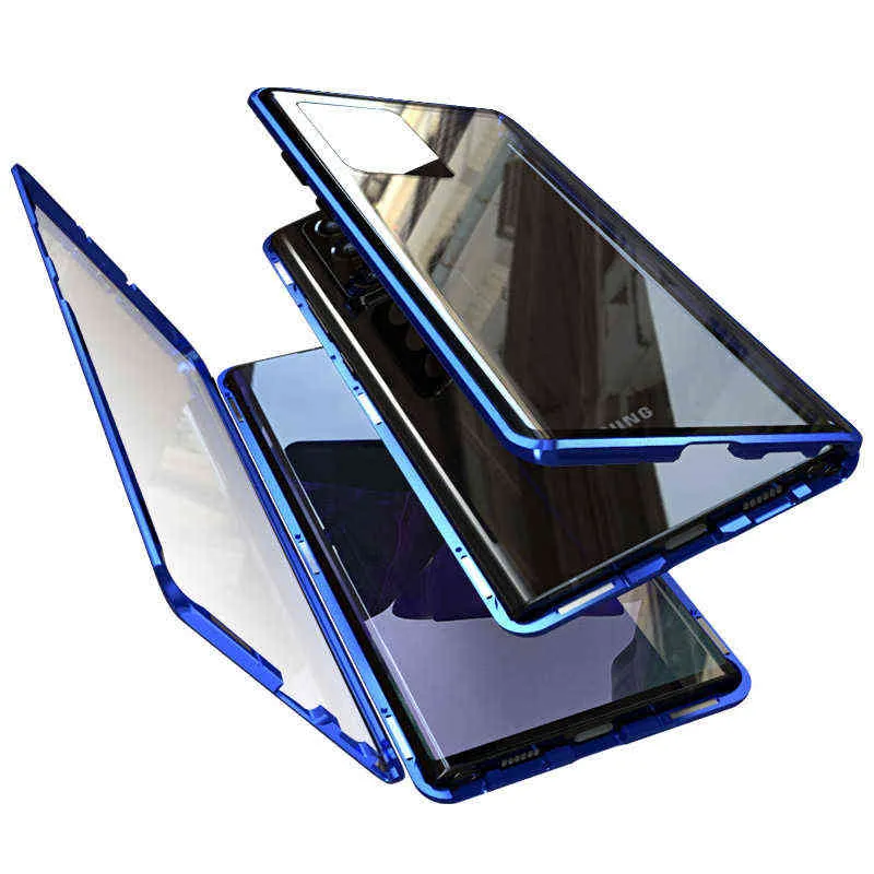 Прозрачный магнитный металл для Samsung Galaxy Note 10 Lite S21 S20 FE A50 A51 A70 A71 A72 A42 A52 A21S 5G M51 A32 A12 CASE COPLE FUNDA Y3403272