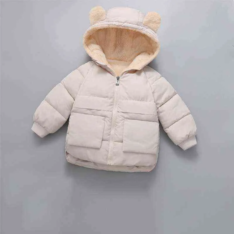 COOTELILI Fleece Winter Parkas Kids Jackets For Girls Boys Thick Velvet Pocket Children