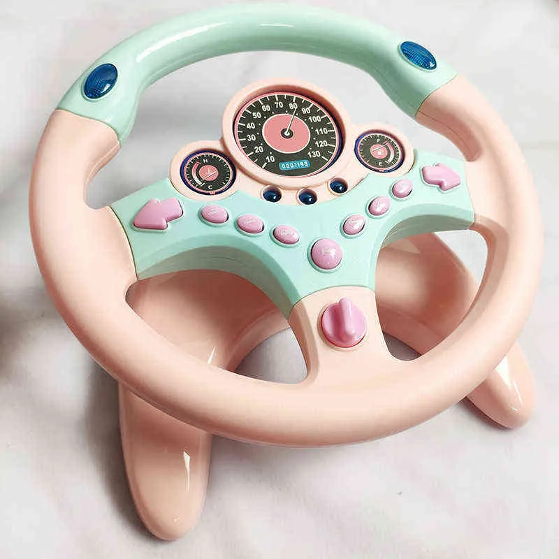 Eletric Simulation Steering Wheel Toy Light Sound Baby Kids Muziek Educatief Copilot Wandelwagen Stuurwiel Vocal Speelgoed Sleutel G1224