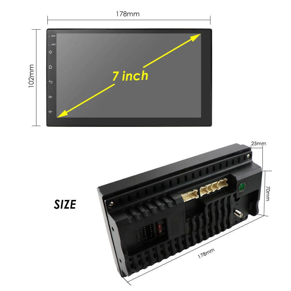 Upgrade 2 DIN 7'''Chadcore Universal Android 10 2 GB RAM RAD RADIA Stereo GPS WIFI 1024 * 600 Dotykowy ekran dotykowy 2din Car PC MIC MIC