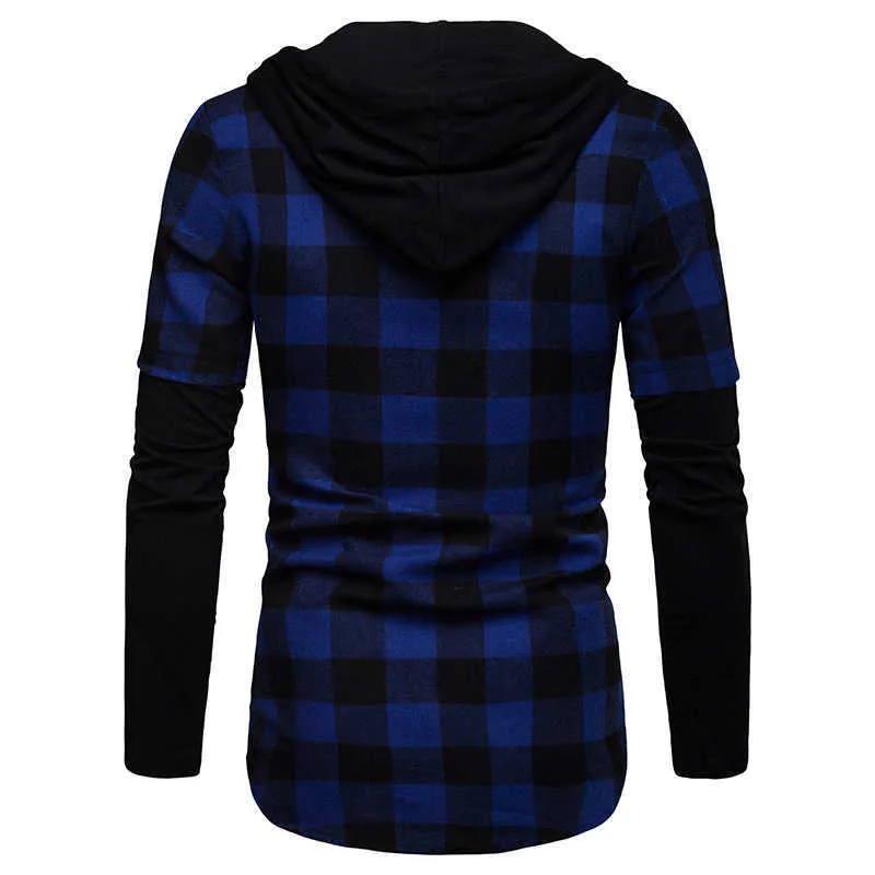 Neue Mode Herren Plaid Kapuzen Dual Taschen Täglich Langarm Hemden Casual Slim Fit Top Holzfäller Karo Hemden für Männer G1012364