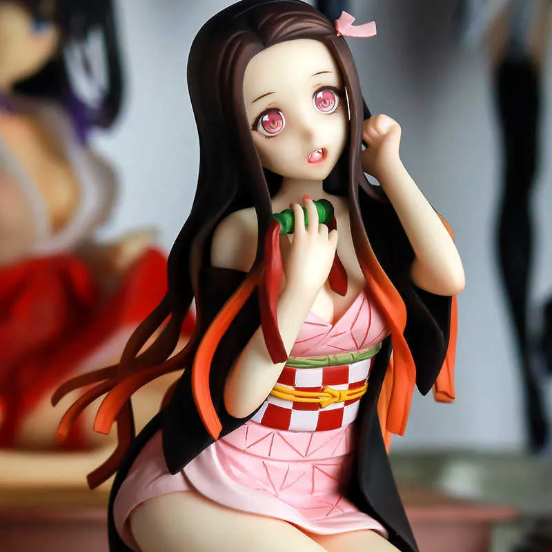 Demon Slayer Kimetsu no Yaiba Kamado Nezuko arrodillado ver. Figura de anime de 12 cm Figura PVC Figura Modelo de muñeca de juguete coleccionable Q0722279U