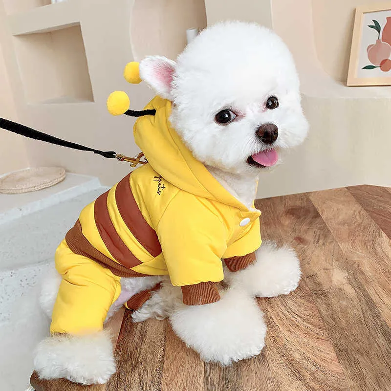 冬の犬のペットの服厚い犬の服ジャンプスーツの衣装の衣装の衣装の衣装の衣装の衣装面白いペットコートのジャケット211007