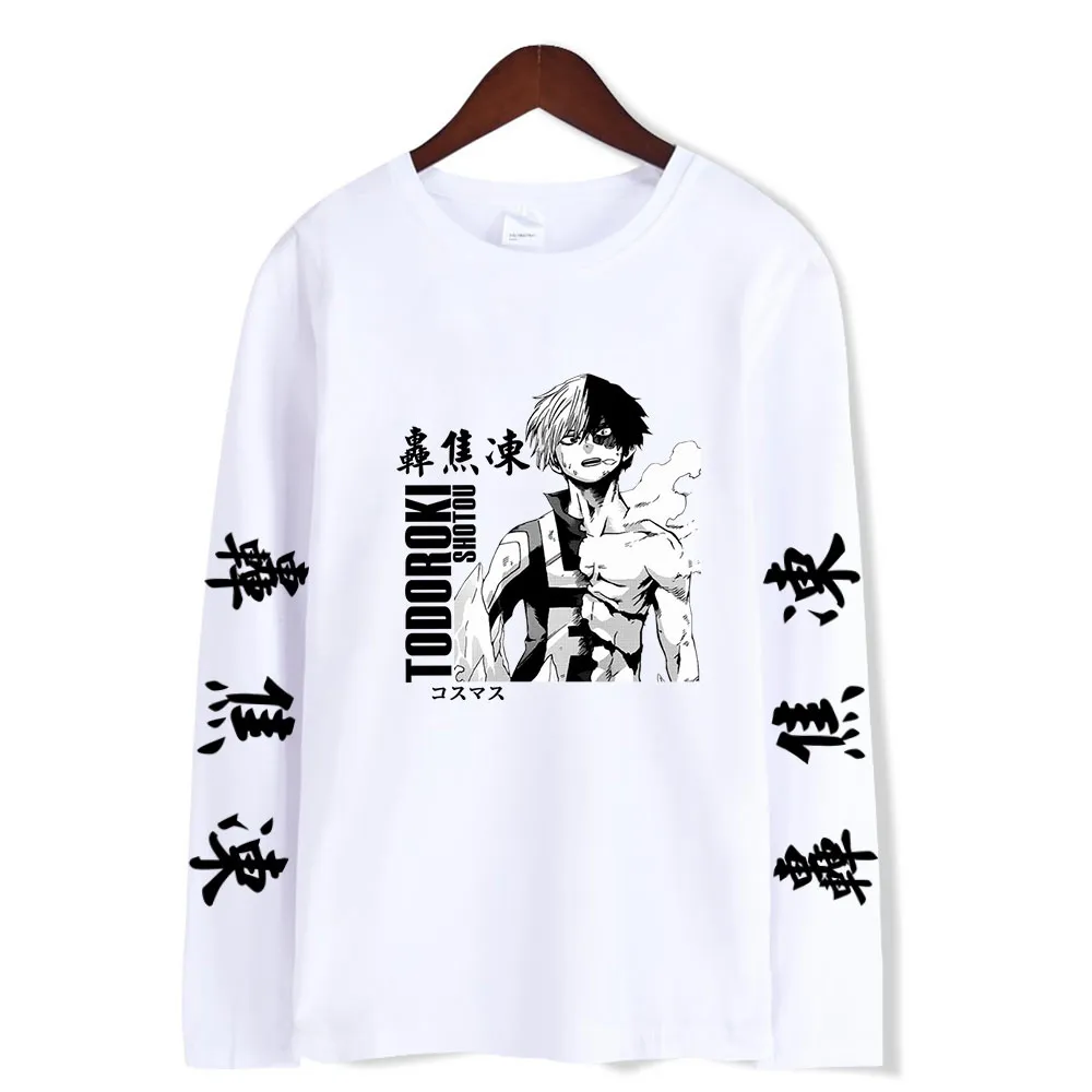 My Hero Academia Shirts Rundhals Herrenhemd Langarm Damen T-Shirt Unisex Harajuku Streetshirt Anime Shoto Todoroki Kleidung Y0323