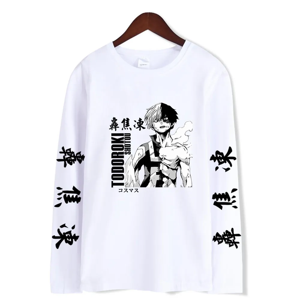 내 영웅 학계 셔츠 크루 넥 남성용 셔츠 긴 소매 여성 Tshirt Unisex Harajuku Streetshirt Anime Shoto Todoroki Clothes Y0323