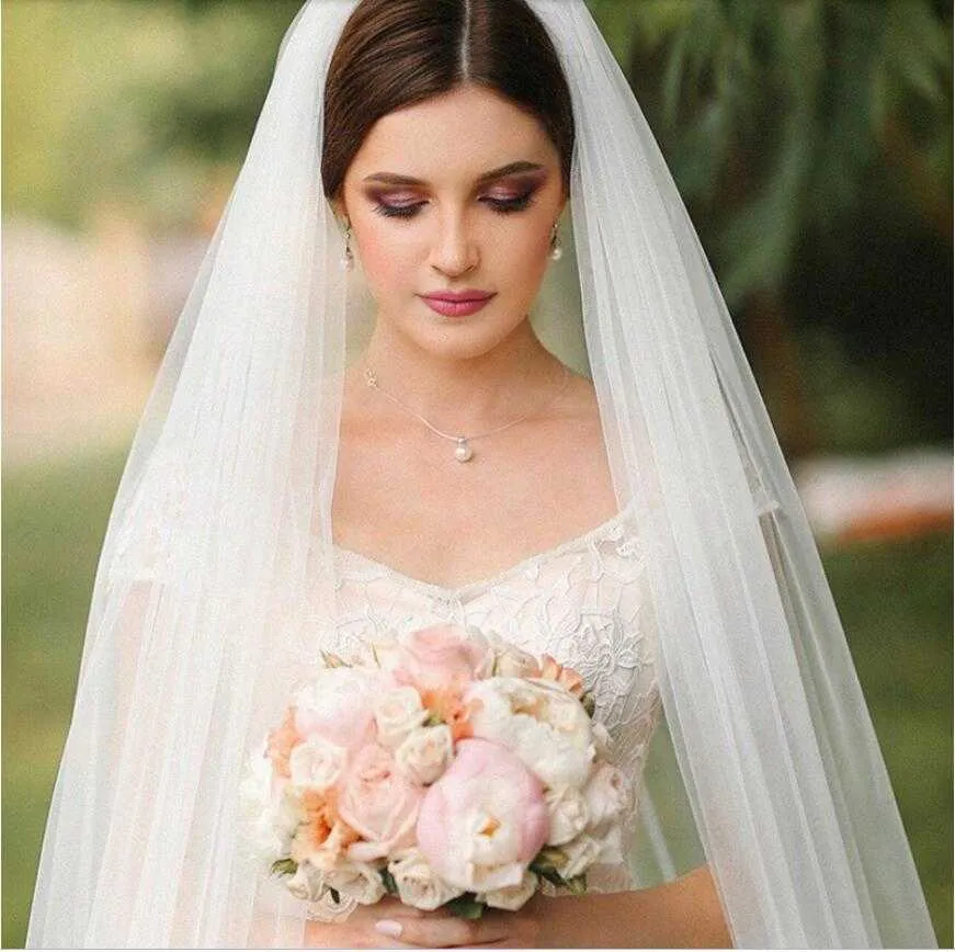 Jedna warstwa welon ślubna 3m szerokość długie tiul welony ślubne z grzebieniem Ivory White Bride Veils Akcesoria ślubne 2 miernik x0726