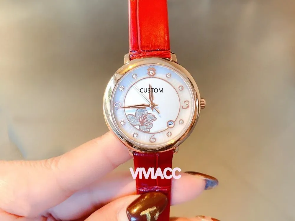 Лучшие роскошные женщины геометрические цветочные часы реальные кожаные кварцевые часы женские Zircon алмазные спортивные календарь наручные часы 28 мм