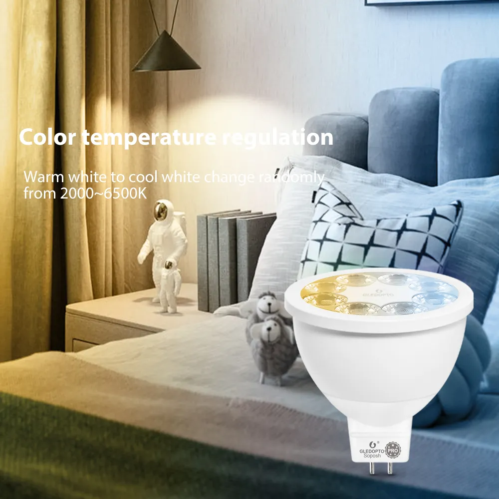 GLEDOPTO Smart ZigBee 3.0 4W RGBCCT MR16 Spotlight Pro Glühbirne 25 Grad Abstrahlwinkel Funktioniert mit Alexa Echo Plus APP/Sprach-/RF-Steuerung