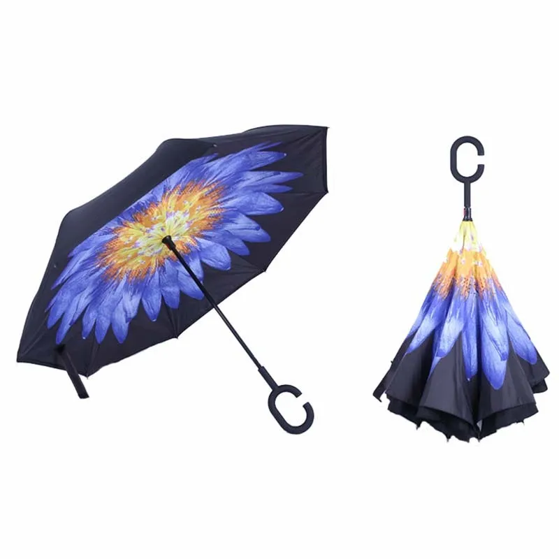 Reverse Folding UV Protection Umbrella Kid Adult Double Layer Inverted Flower Parasol Windproof Rain Car Umbrellas For Women Men5