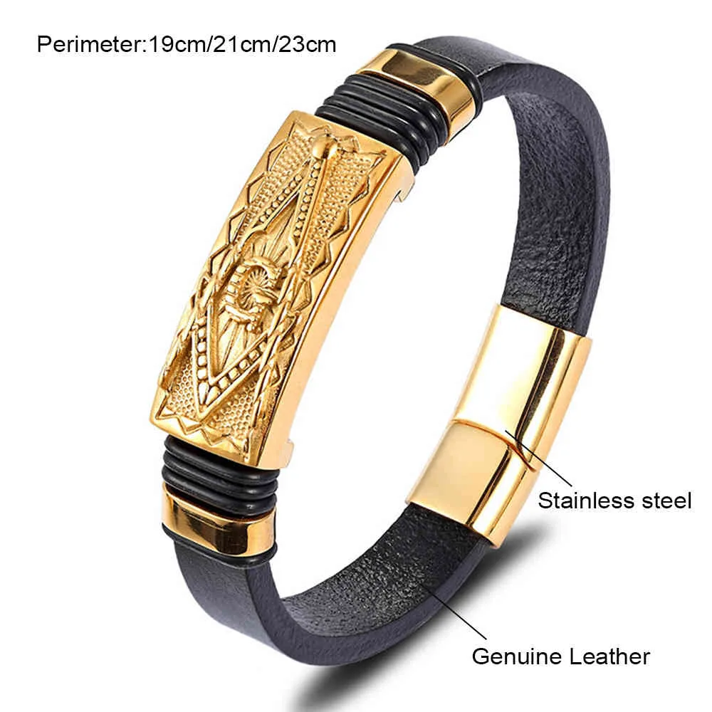 Men's Stainless Steel Scorpion/Shield Charm Buddha Bracelet Fashion Genuine Leather Jewelry Accessories Birthday Gift