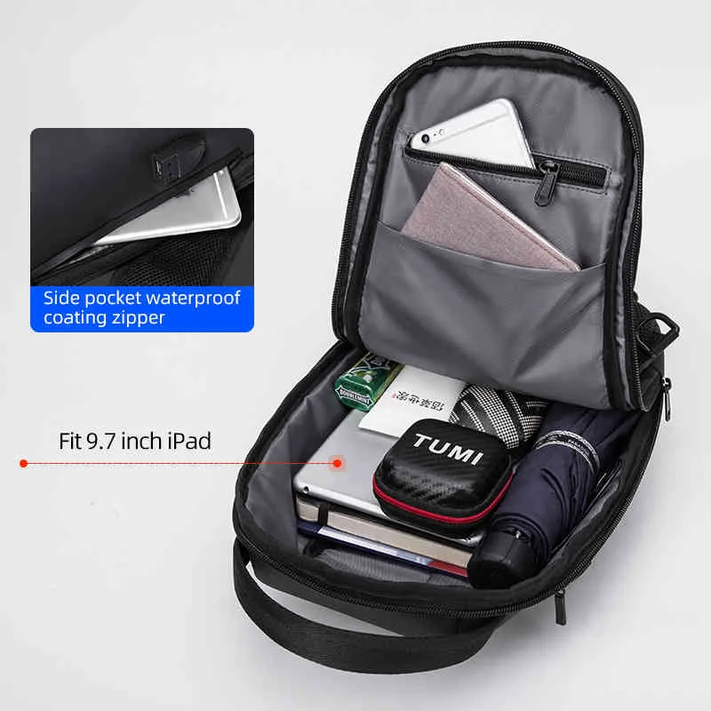 Fenruien New Men Multifunctional Chest Bag TSA Anti-Theft Large Capacity Shoulder Bag USB Charging Waterproof Crossbody Bag K713185o