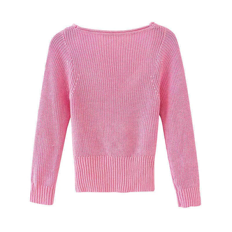 Sexy Tiefem V-ausschnitt Herbst Winter Pullover Pullover Frauen Weibliche Gestrickte Pullover Schlank Langarm Rosa pullover Y1110