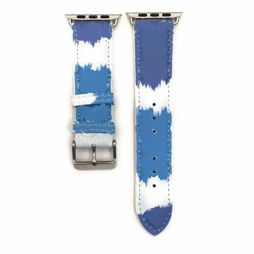 L Desenhador de Verão Fashion Watchbands Strap para Iphone Watch Band 41mm 45mm 42mm 38mm 40mm 44mm iwatch 2 3 4 5 6 7 bandas pulseira de couro listras ivy001