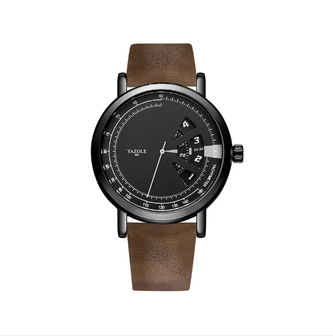Yazole Fashion Creative Dial Personalidade Design Turnutable masculino Assista a Smart Sports World Time Time Strap Male Wristwatch314z