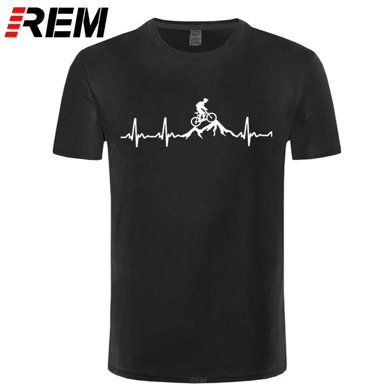 REM Mountain Bike Heartbeat Funny MTB Dirt Bike T-shirt Plus Taille Personnalisé T-shirt à manches courtes pour hommes Mode Famille Coton 210324