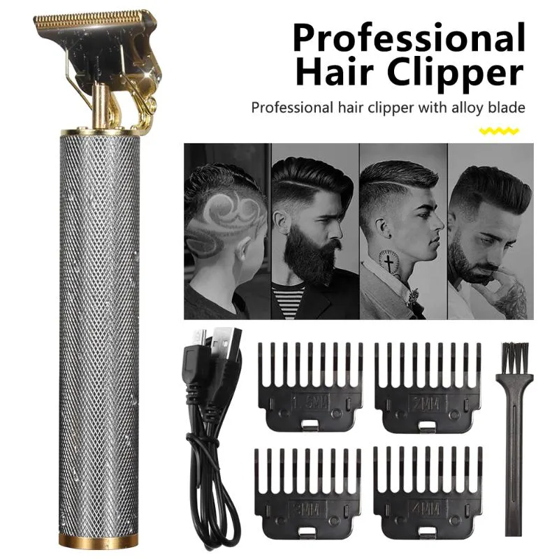 電気ヘアブラシClipper ProfessionalT9トリマーバーバーシェーバービアード0mm男性用カッティングマシン充電式244S