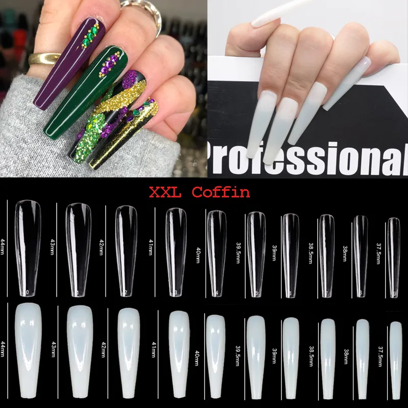 /Bag XXL Extra Long Coffin False Nail Tips Full Cover UV Gel Ballerina Fake Nails Manicure Extension Tools Supplies