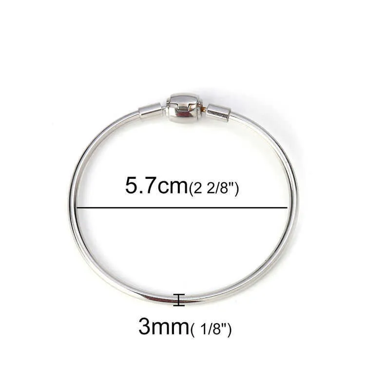 Fashion Stainless Steel Bangles Bracelets with Oval & Round Clasp Can Open Jewelry Women Girls Gifts 19 - 18cm Long Q0719