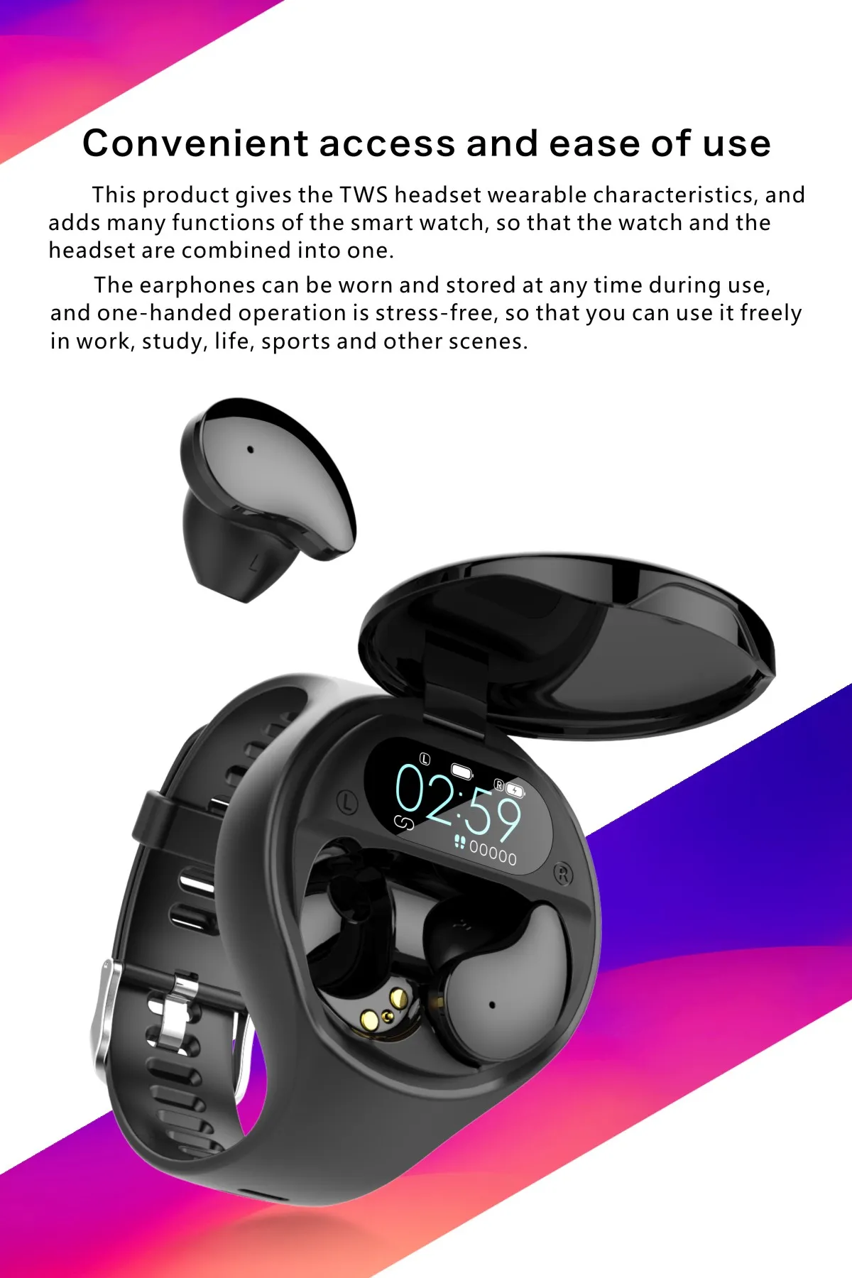 Factory Smart Watch Sardfon 2 w 1 z inteligentną bransoletą przenośny zestaw słuchawkowy BT 50 z Smart Watch EARBUDS5380992