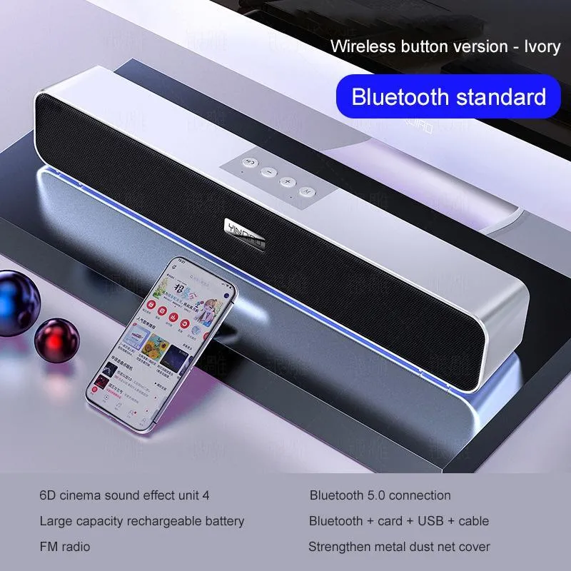Drahtlose Spalte Soundbar Bluetooth-kompatibler Lautsprecher 3D Heimkino Surround Subwoofer AUX USB TF PC TV-Computer