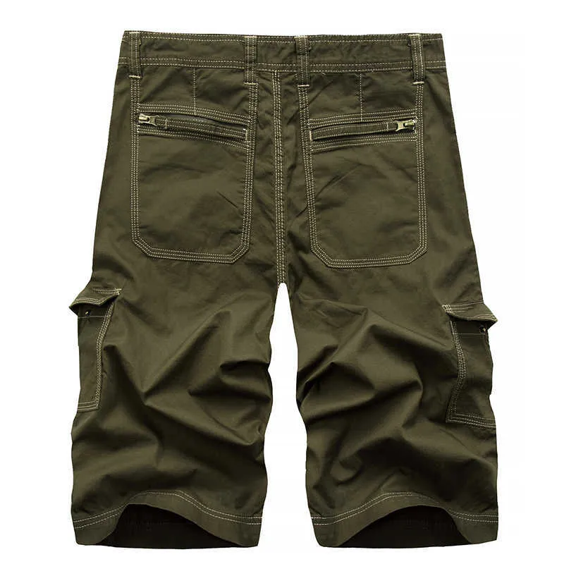 Hommes Cargo Shorts été coton genou longueur pantalon mâle pantalon décontracté mode vêtements grande taille 210806