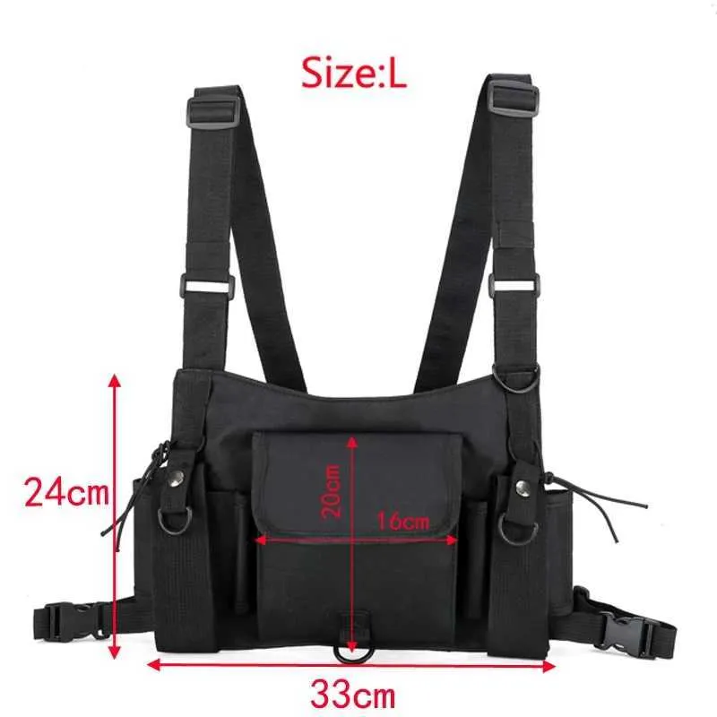 Streetwear Men Bag Tactical Vest Hip Hop Style Crossbody Chest Tassen Packs For Women Fashion Punck Rig Vest Taille Bag 211023314Y