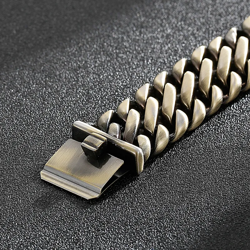 Большой модный мужской байкерский браслет с цепочкой из бронзы, браслет из нержавеющей стали, 23 мм, 8, 66 дюймов, тяжелый, 147 г, вес 219c