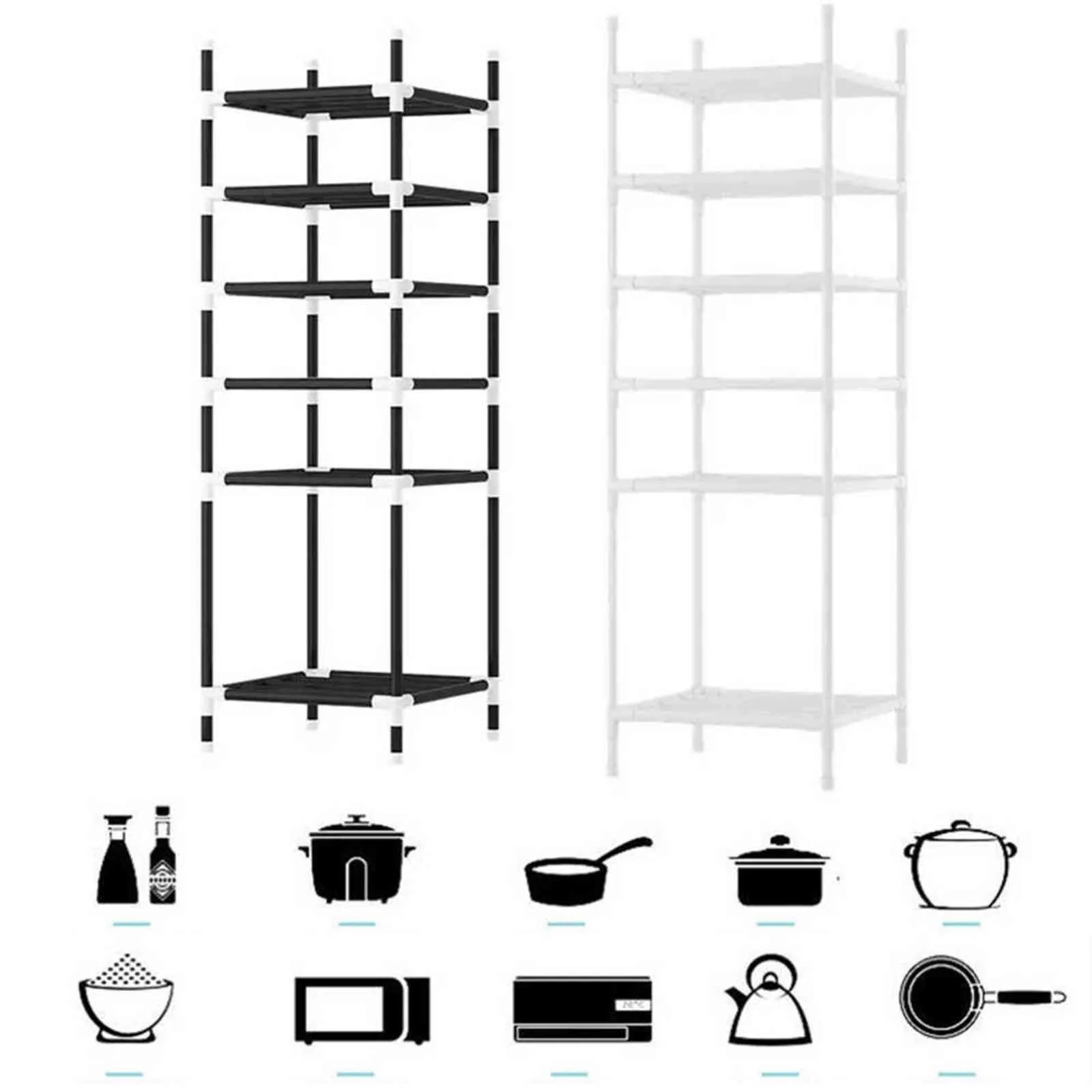 Kitchen Organizer Racks Floor Pot Washbasin Storage Basin Kitchenware Rack Shelf 211112