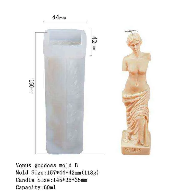 BT0010 Beauty 50% Meia Nova Avelidade de Soja Grega Venus Goddess Retrato Mulher Naked Art Plus Size Torso Candle Mold H1222
