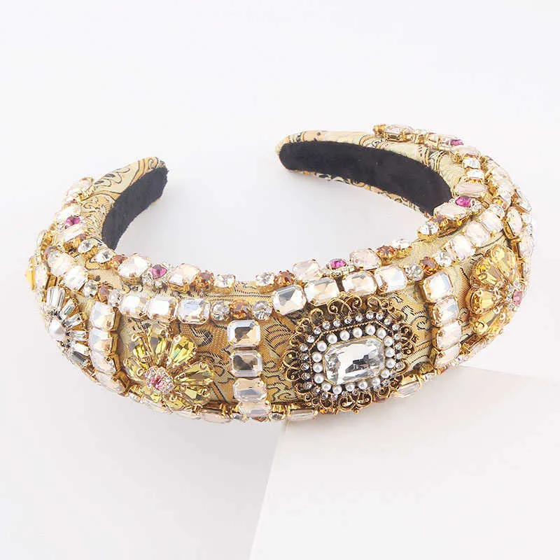 Retro Barock Stirnband Kristall Diamant Samt Haarband Glitzer Doppelreihen Perlen Strass Stirnbänder X0726