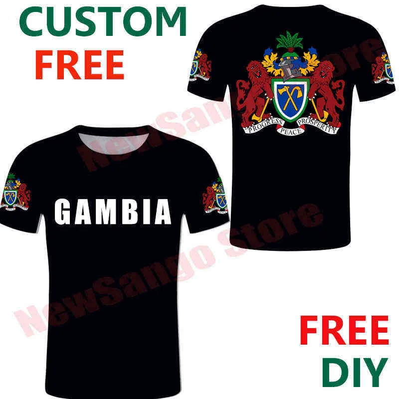 Gambia t shirt mężczyzna t shirt Ccustom nazwa numer gmb mężczyźni t shirt drukuj tekst flaga hrabstwa zdjęcie zespołu odzież X0602