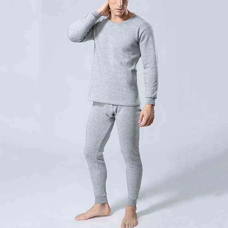 Kış Erkek Sıcak Termal İç Erkekler Için Uzun Johns Termo Iç Çamaşırı Setleri Kalın Artı Velet Uzun Johns Man Suits 211211