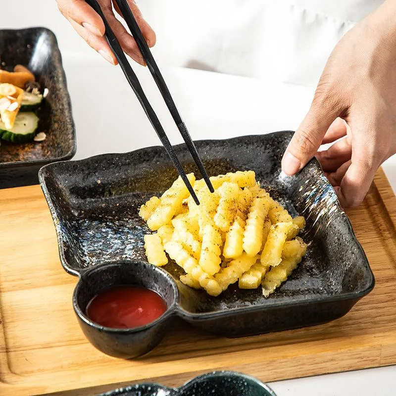 Assiettes japonaises créatives en céramique, assiettes à boulettes avec petit plat, petit déjeuner occidental, vaisselle de Restaurant à domicile 227c