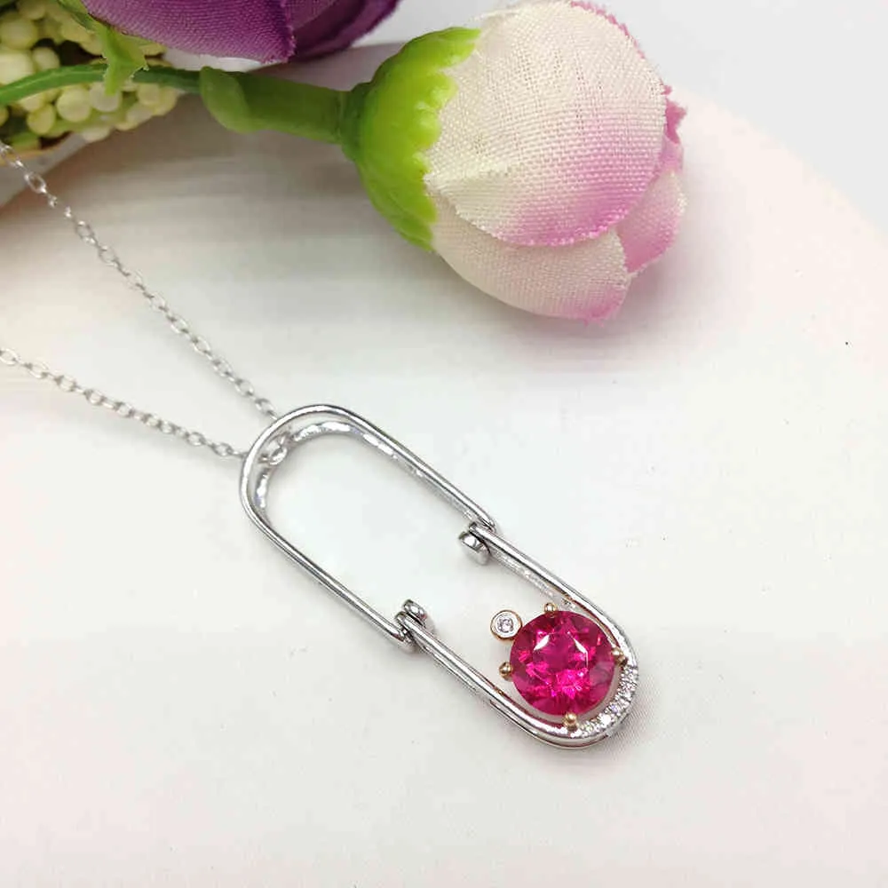 LP – pendentif personnalisé en or Rose massif 18K, bijoux en rubélite naturelle, collier en forme de diamant pour femmes