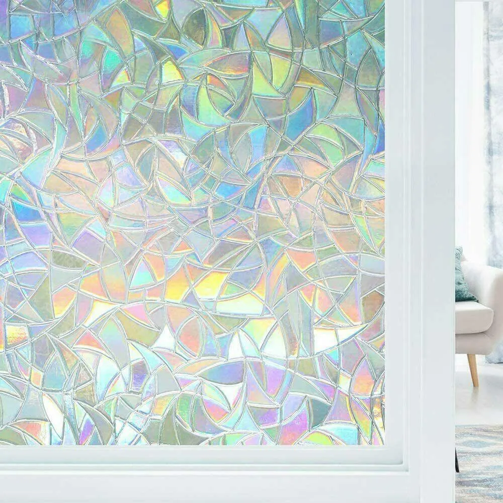 3D dekorative Sichtschutz-Fensterfolien, selbstklebend, für UV-blockierende Hitze, für Glas, Regenbogen-Aufkleber für Zuhause, Wohnzimmer, Schlafzimmer