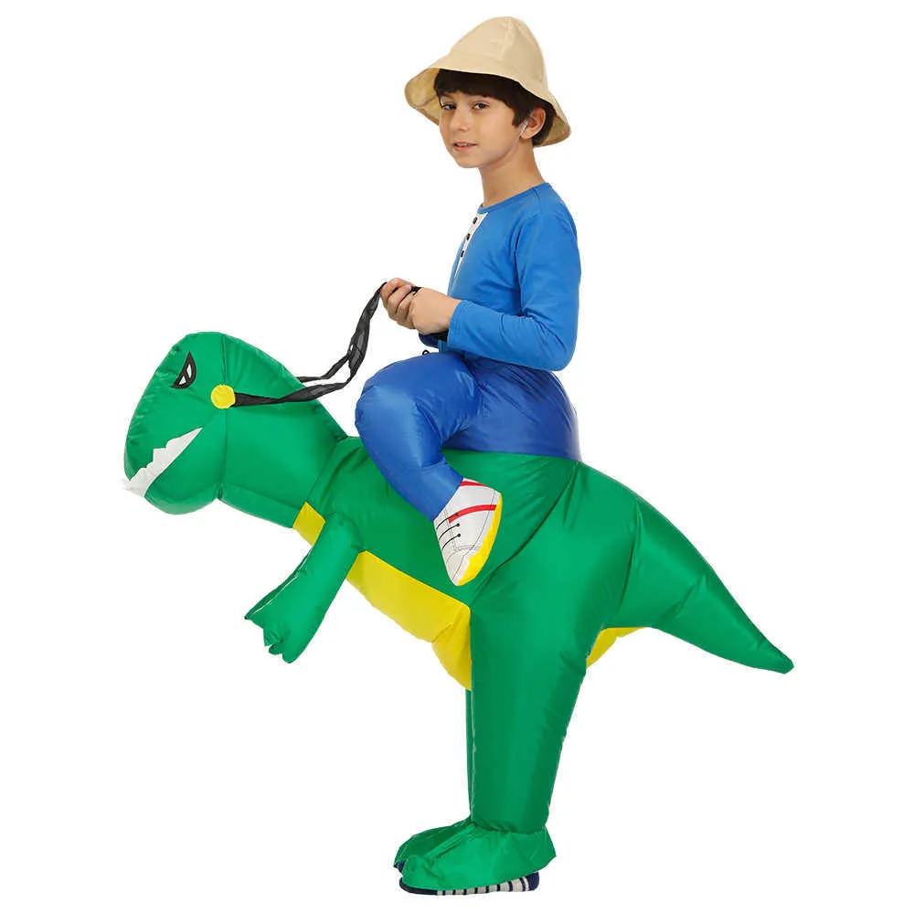 60-90 cm Dzieci Nadmuchiwane Dinozaur Kostium Dziecko Dinozaur Kombinezon Halloween Kostiumy dla Dzieci Blow Up Purim Party 3 Q0910