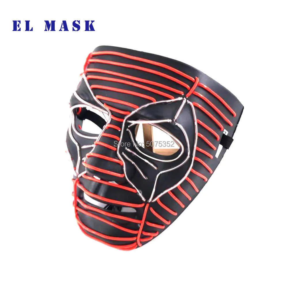 Night Gllowing El Wire Mask japonês Anime Cosplay Light Up Mask dance DJ Club Decor Neon LED Mask para Halloween Decoração de Natal Q0235R