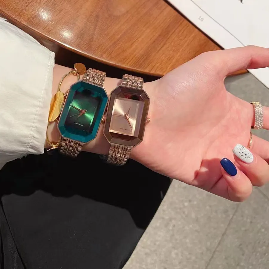 Marke Uhren Frauen Damen Mädchen Rechteck Stil Metall Stahl Band Quarz Armbanduhr CH78