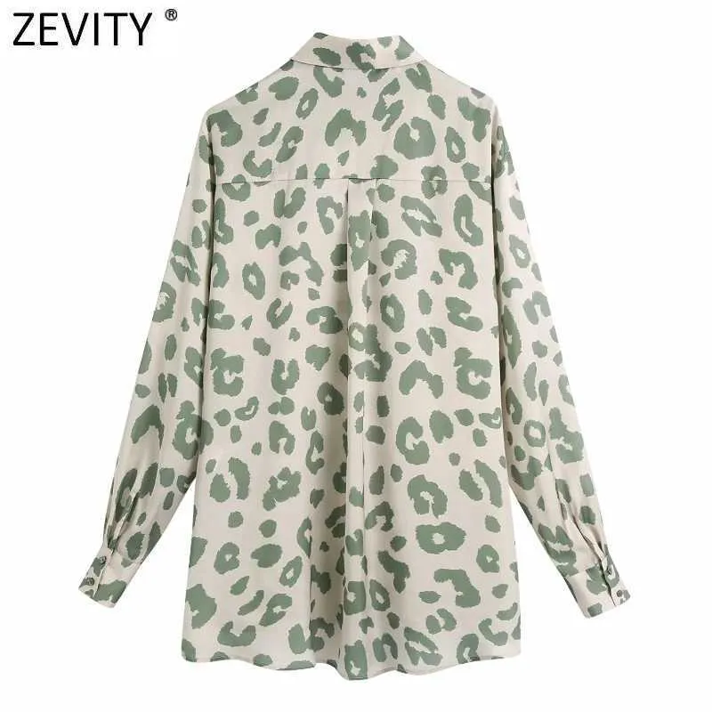 ZEVITY donna vintage motivo animale stampa camicetta grembiule casual ufficio donna manica lunga camicie da lavoro chic chemise top LS7092 210603